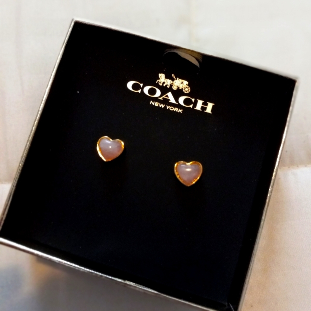 Coach heart stud earrings